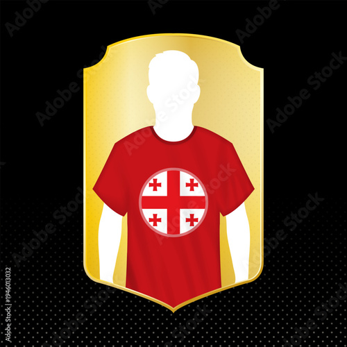 Georgia Football Player Silhouette Card with National Flag Icon.