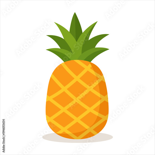 Pineapple Flat Icon – Fresh Fruit Minimal Colorful Vector Illustration