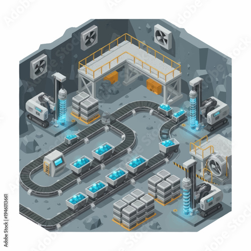 Automated Factory Production Line with Robotic Arms.