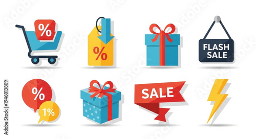 Collection of Sale and Discount Icons for Marketing and Promotion.