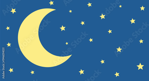 Moon and Stars in Space.