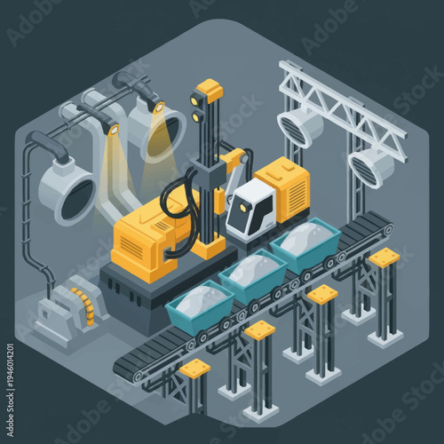 Automated Industrial Mining Extraction and Transport System.