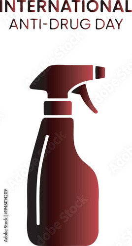 Symbolic illustration of a dark red spray bottle representing a cleansing or purging action against addiction ideal for international anti drug day campaigns promoting awareness and recovery