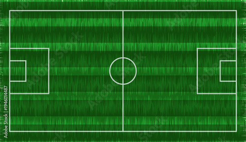 A standard soccer field layout with marked goal areas and center circle on artificial turf.