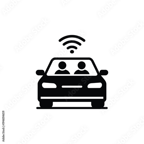 Self driving car transport black and white vector self driving car icon