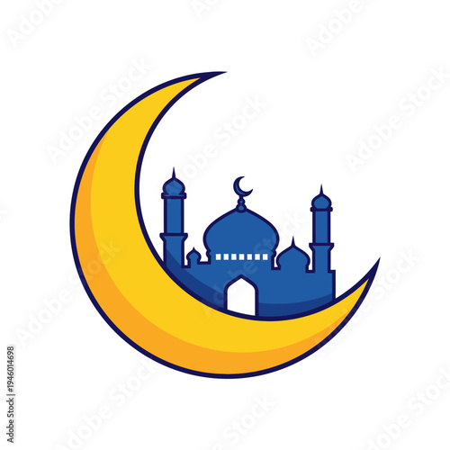 Ramadan Mosque Crescent Moon Symbol.