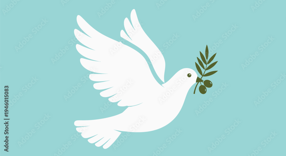 Obraz premium White Dove with Olive Branch.