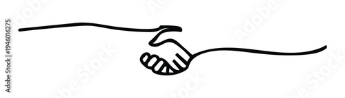 Abstract minimalist line art illustration of two hands shaking in agreement and partnership
