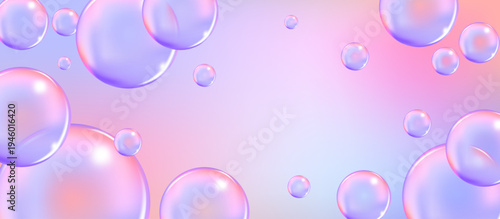 Blue fizzy water bubbles with sparkling air effect on white background.