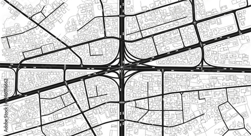 Detailed Overhead View of a Complex Road Interchange.