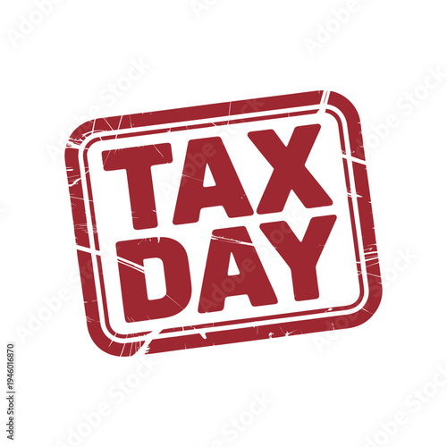 A red Tax Day stamp on a white background