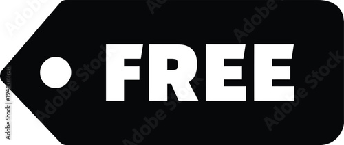 Minimalist black and white sign indicating free items or services
