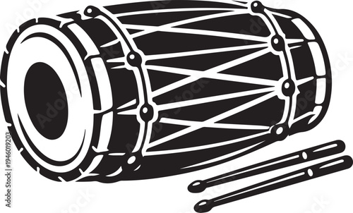 3D illustration of a black metal film camera equipment with wheel and gear isolated on white background