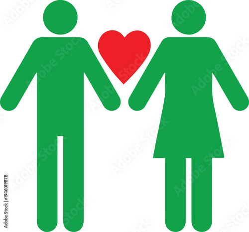 Only one partner glyph icon Girlfriend and boyfriend Woman and man in love valentine day