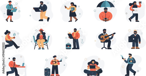 Diverse individuals engaged in various activities, from work to leisure (1)
