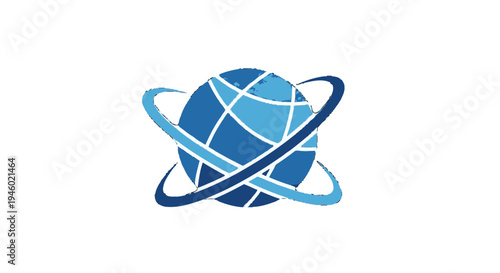Abstract Global Network Connection Earth Globe Logo on Isolated White Background