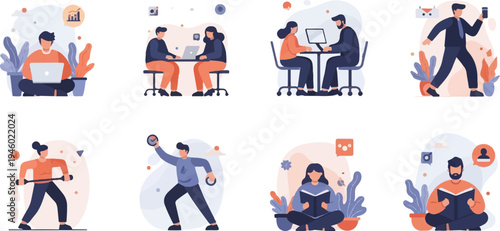 Diverse people engaged in various activities, from work to leisure (1)