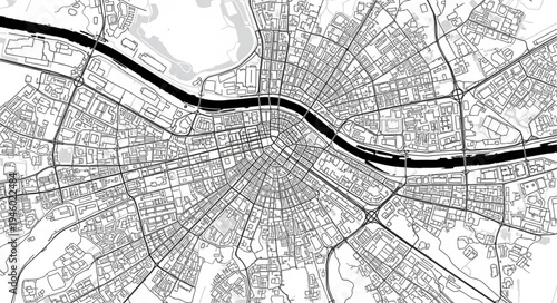 Detailed city map showcasing urban planning and infrastructure.