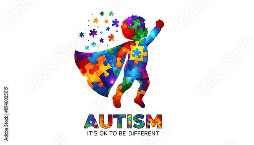 A colorful illustration of a child with autism, promoting acceptance and inclusivity
