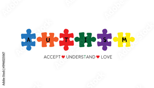 A colorful puzzle piece representation of autism awareness and acceptance