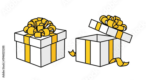 beautifully wrapped gifts with yellow ribbons and bows