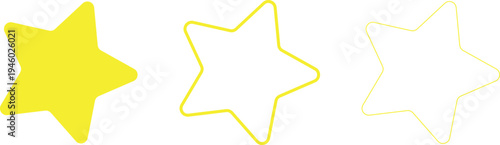 Yellow star shapes isolated on transparent background