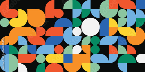 Vibrant mosaic background with circular and semicircular shapes design