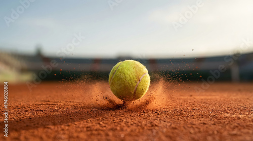 Tennis ball impact on clay court capturing moment of action and sport precision