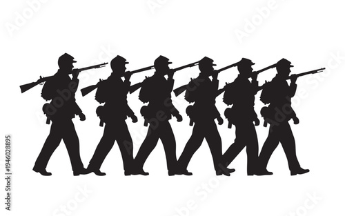 USA Firefighter Standing with Axe Silhouette Vector