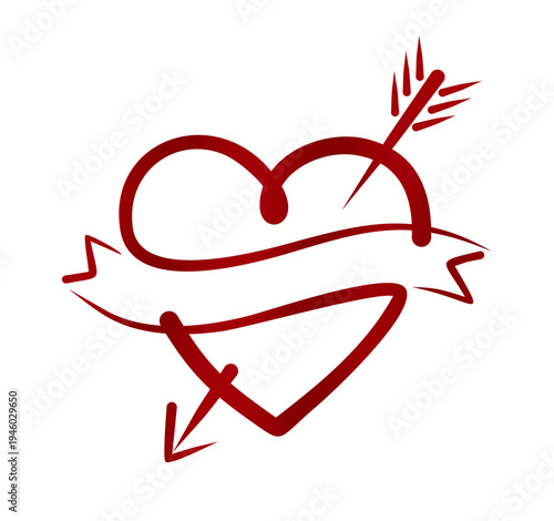 A heart sketch with arrow.