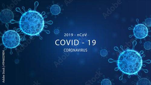 corona background Corona Virus virion of Coronavirus. Covid virus that caused epidemic of pneumonia in World. Wireframe low poly mesh vector illustration.
