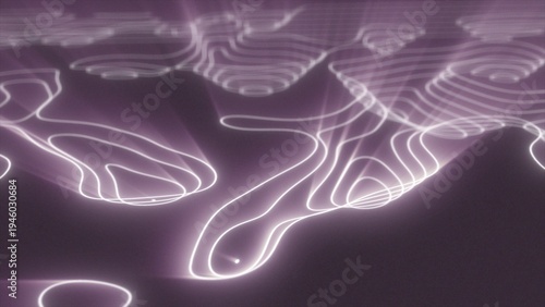 Fotografía Abstract purple looped futuristic hi-tech landscape with mountains and canyons f