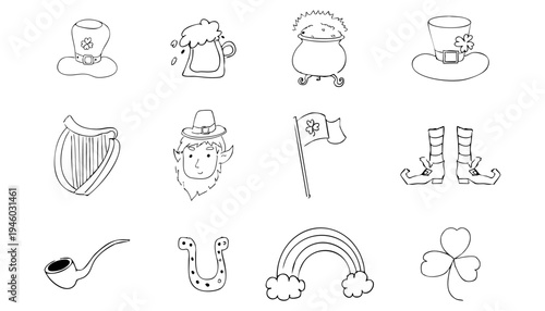 Saint Patrick Day Decoration Doodle Set