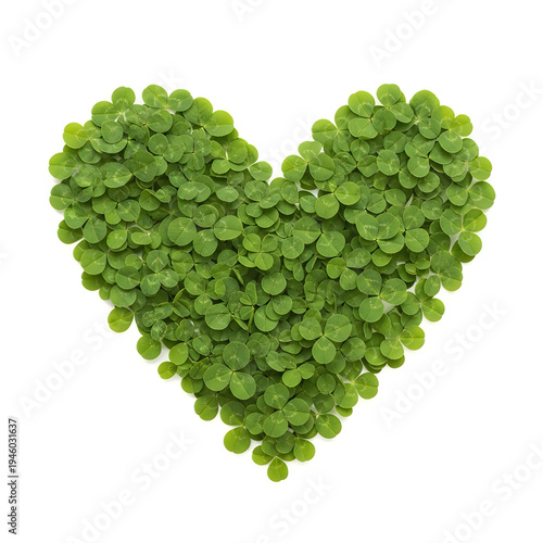 A heart shaped arrangement of green leaves on a white background