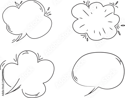 Comic Bubbles Set: A collection of various comic speech bubbles with expressive outlines, perfect for adding dynamism and emphasis to any design or storytelling project. 