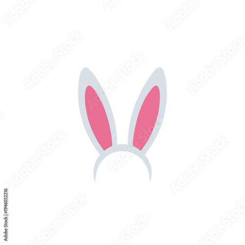 Bunny ears headband with pink inner lining in flat design  