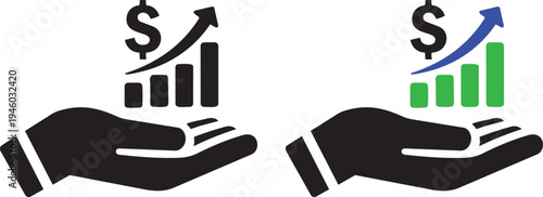Financial Growth at Hand: Symbolizing the upward trajectory of finance, the image portrays a hand cradling a financial growth chart, accentuated with a dollar sign.