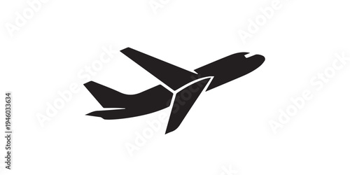 Playful black plane icons set close up cartoon propeller and jet airplanes paper plane badge isolated on white background flat vector silhouette front facing smiling,pro