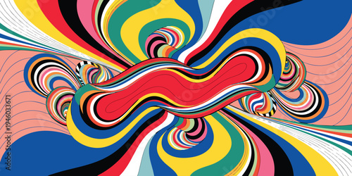 Vibrant psychedelic wavy abstract background with swirling colorful patterns