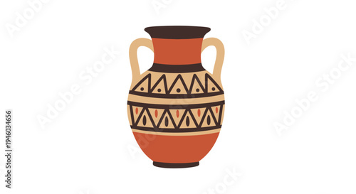 Ancient Greek Amphora Vase with Geometric Patterns