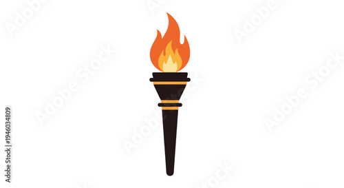 Burning Torch with Flame on White Background