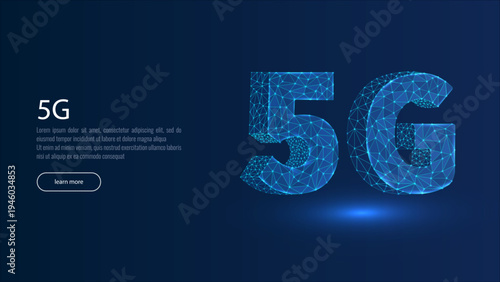 lowpoly Abstract 5g and geometric background. tech backdrop of connections and dots. internet fast connection concept