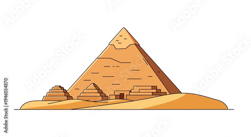 Egyptian Pyramids and Sphinx Icon Vector Illustration