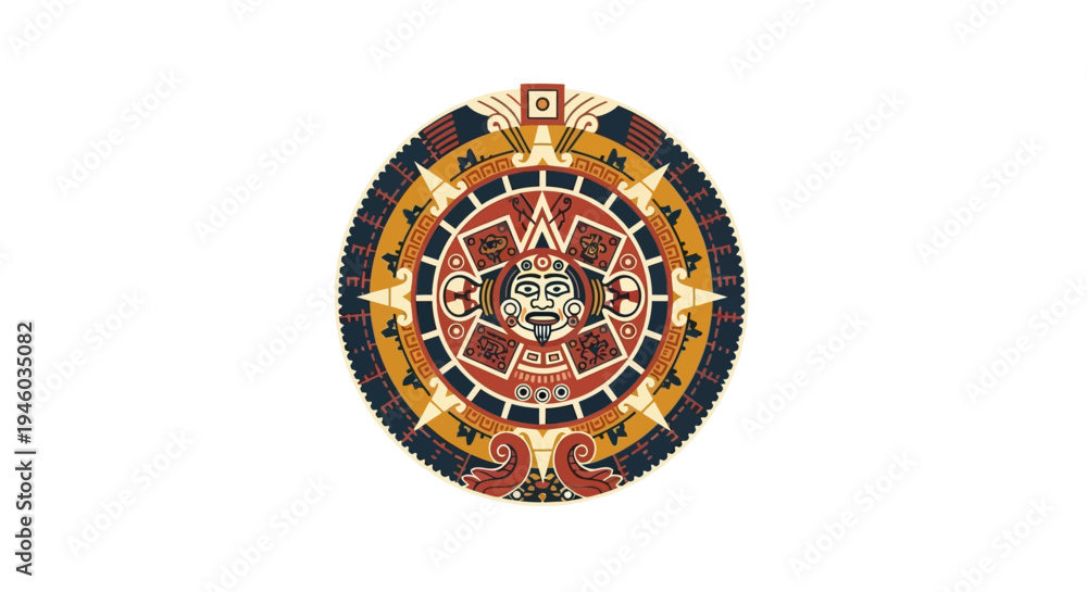 Obraz premium Aztec Sun Stone Calendar Symbol