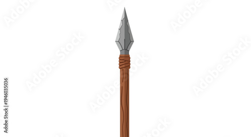 Primitive Spear Weapon Isolated on White Background