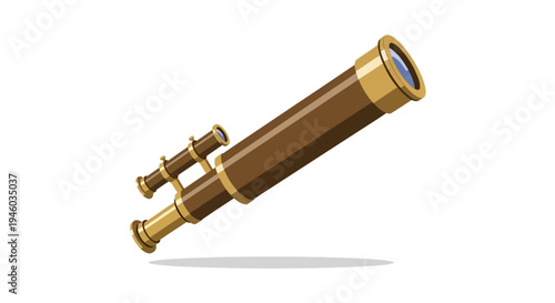 Vintage brass telescope on a white background, vector illustration