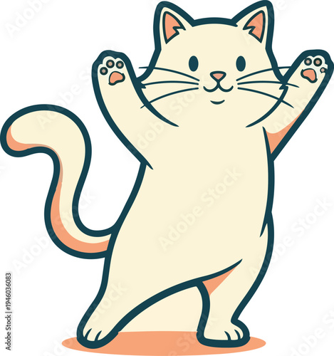 Cute Cat Cartoon Character Kawaii Pet Animal Illustration Vector Design Style.