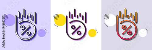 Loan percent line icon. Halftone dotted pattern. Gradient icon with grain shadow. Discount sign. Credit percentage symbol. Line loan percent icon. Various designs. Vector