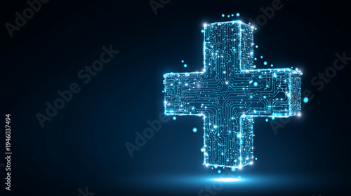 Futuristic healthcare concept symbolizing medical innovation, technology integration and digital health systems.