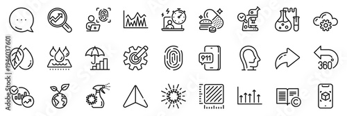 Analytics, Augmented reality and Emergency call line icons pack. Share, Message, Paper plane icons. Psychology, Computer fingerprint, Coronavirus web icon. Vector